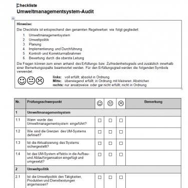 Checkliste Umweltaudit WEKA