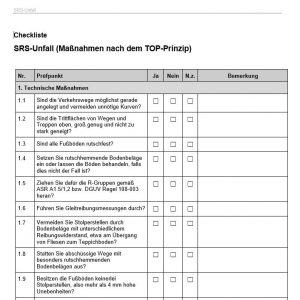 Checkliste SRS Unfälle vermeiden Maßnahmen nach dem TOP Prinzip WEKA