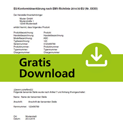 Download einer Konformitätserklärung nach EMV-Richtlinie