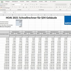 HOAI Rechner Nach HOAI 2021. Gratis Download | WEKA