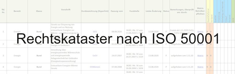 Beispiel für ein Rechtskataster nach ISO 50001
