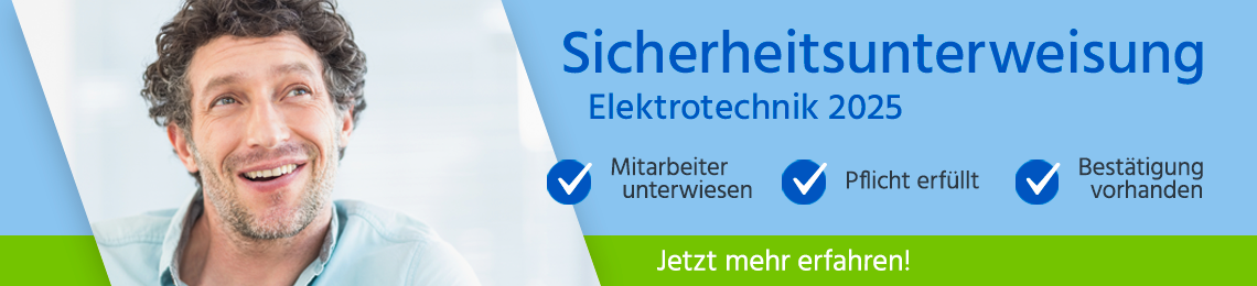 Werbung für Sicherheitsunterweisung Elektrotechnik 2025