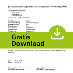 Download einer Konformitätserklärung nach Niederspannungsrichtlinie